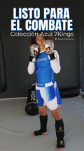 Conjunto grappling azul 7Kings — rashguard y shorts BJJ no-gi